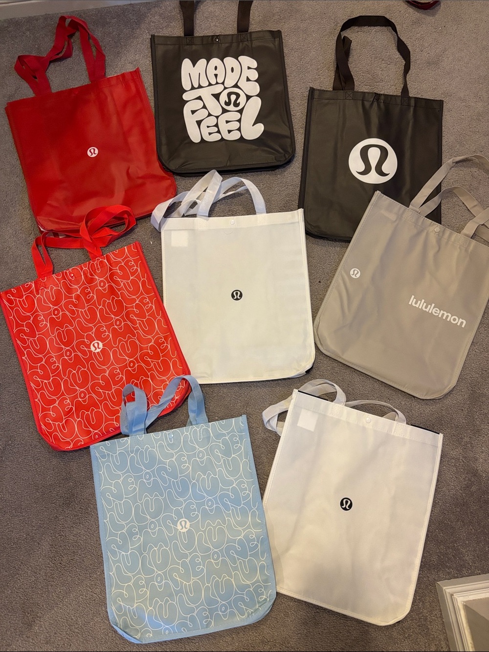 Lululemon Logo Tote Bag Bundle - Red, Black, Gray, Light Blue, White
